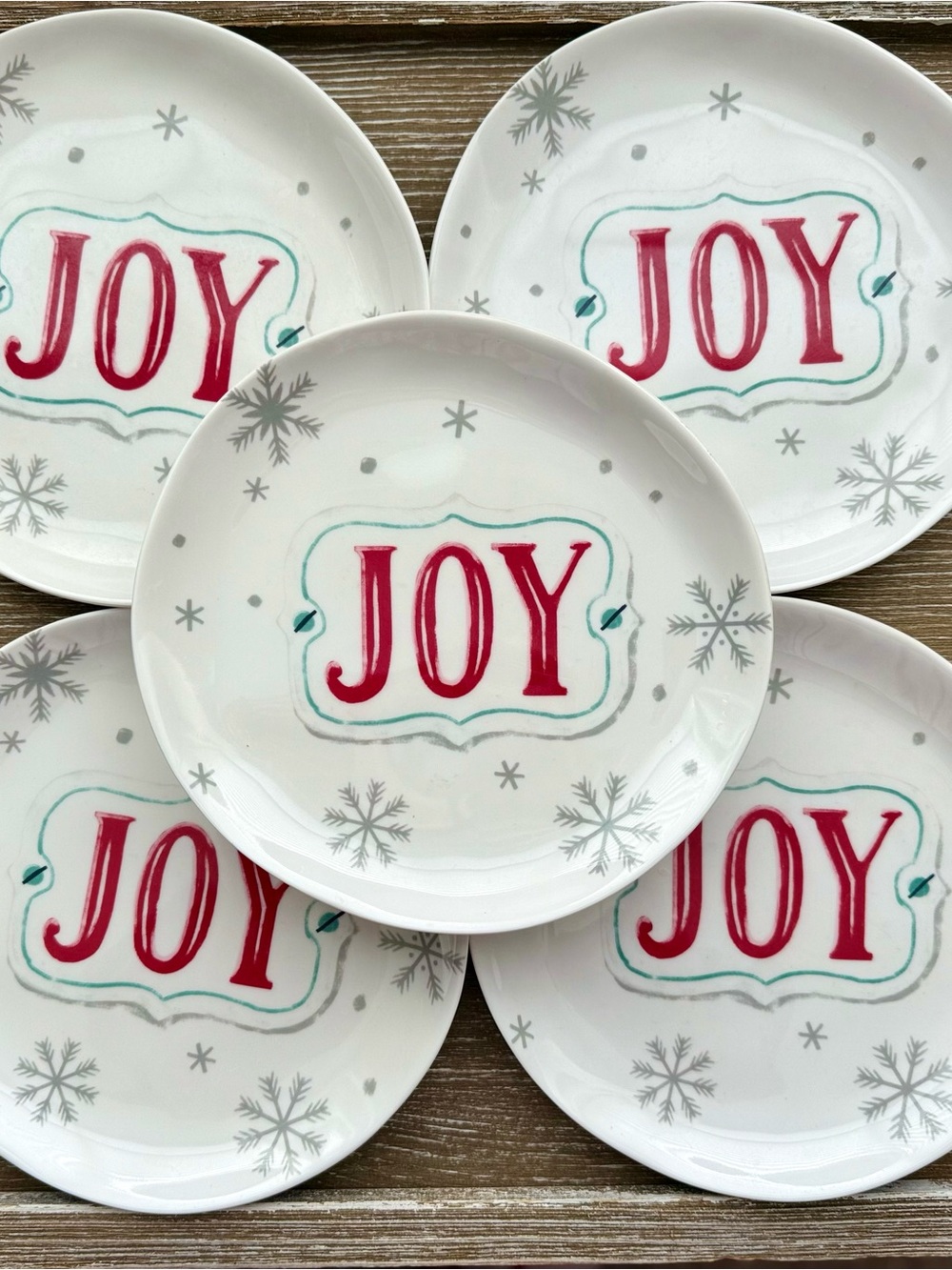 Target Wondershop White Dessert Plates with Red JOY Lettering